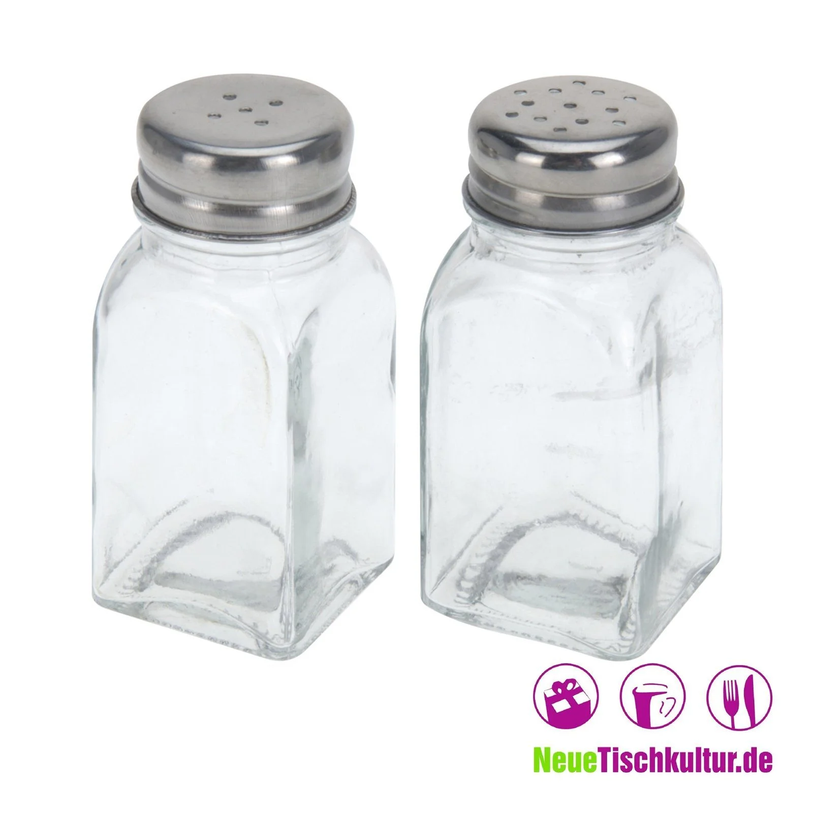 Salz- & Pfefferstreuer-Set – Glas & Edelstahl, 2-teilig